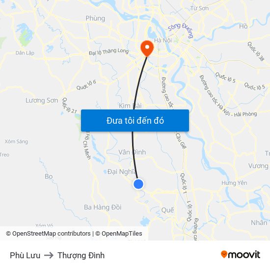 Phù Lưu to Thượng Đình map