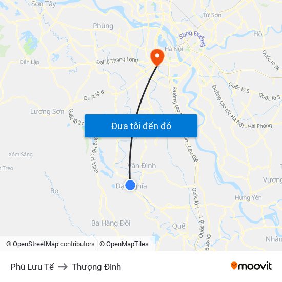 Phù Lưu Tế to Thượng Đình map