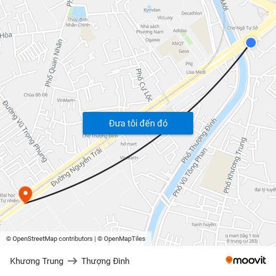 Khương Trung to Thượng Đình map