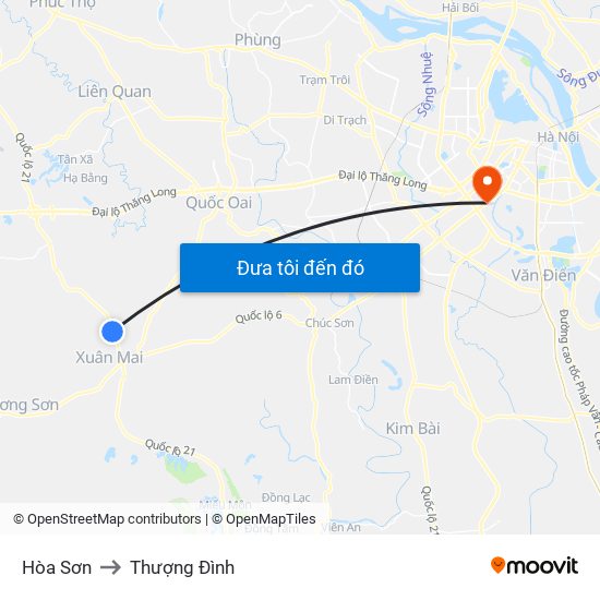 Hòa Sơn to Thượng Đình map