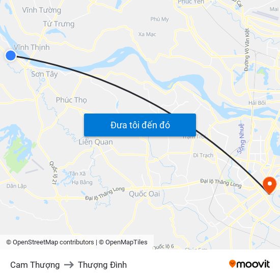 Cam Thượng to Thượng Đình map