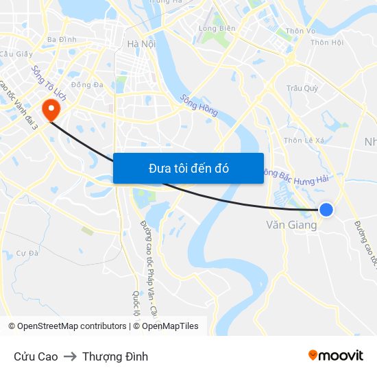 Cửu Cao to Thượng Đình map