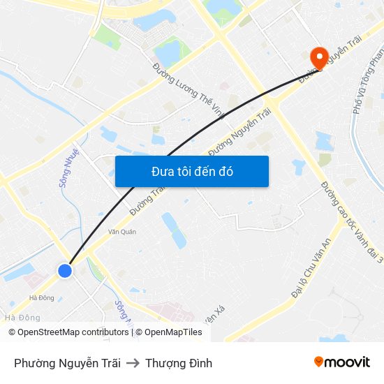 Phường Nguyễn Trãi to Thượng Đình map