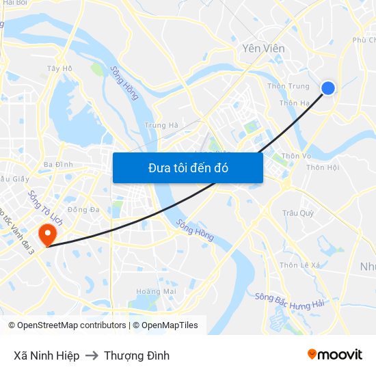 Xã Ninh Hiệp to Thượng Đình map