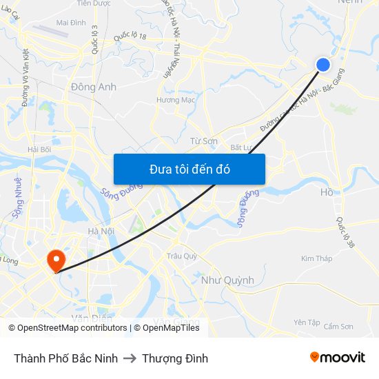 Thành Phố Bắc Ninh to Thượng Đình map