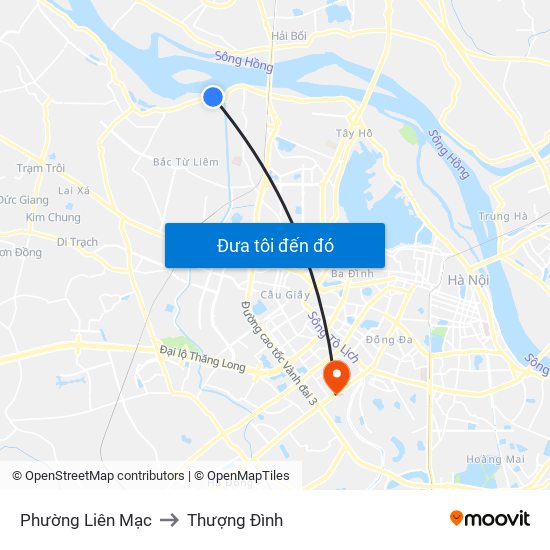 Phường Liên Mạc to Thượng Đình map