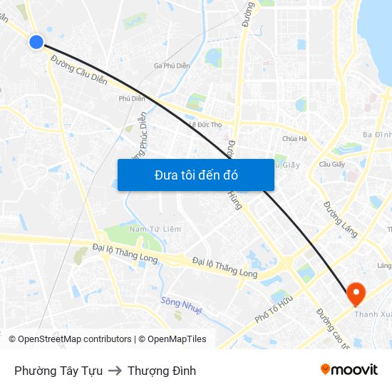 Phường Tây Tựu to Thượng Đình map