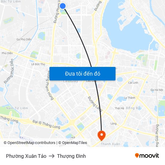 Phường Xuân Tảo to Thượng Đình map