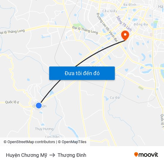 Huyện Chương Mỹ to Thượng Đình map