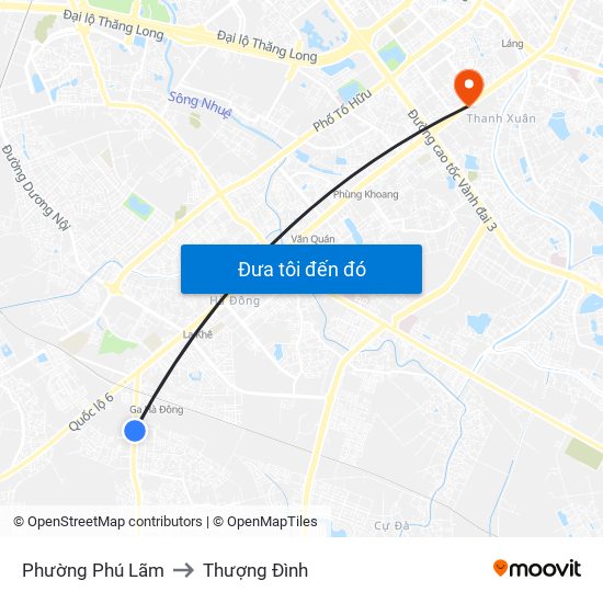 Phường Phú Lãm to Thượng Đình map