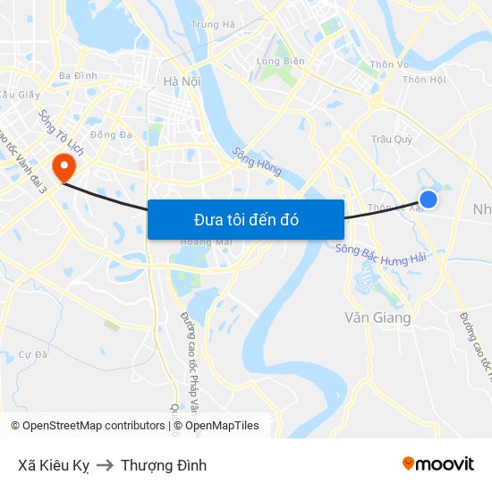 Xã Kiêu Kỵ to Thượng Đình map