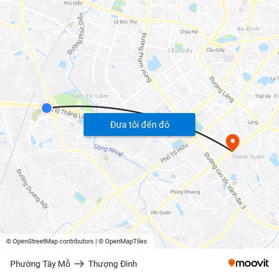 Phường Tây Mỗ to Thượng Đình map