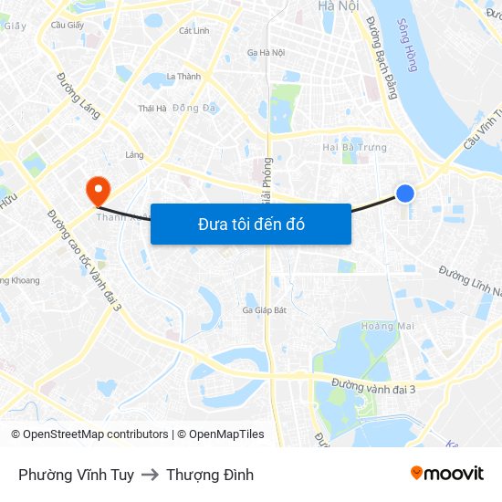 Phường Vĩnh Tuy to Thượng Đình map