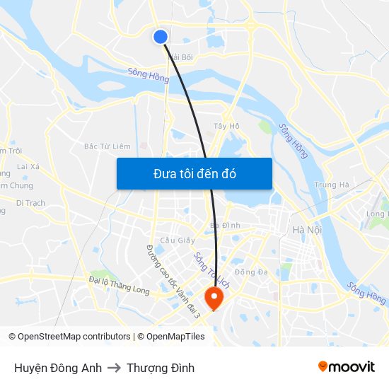 Huyện Đông Anh to Thượng Đình map