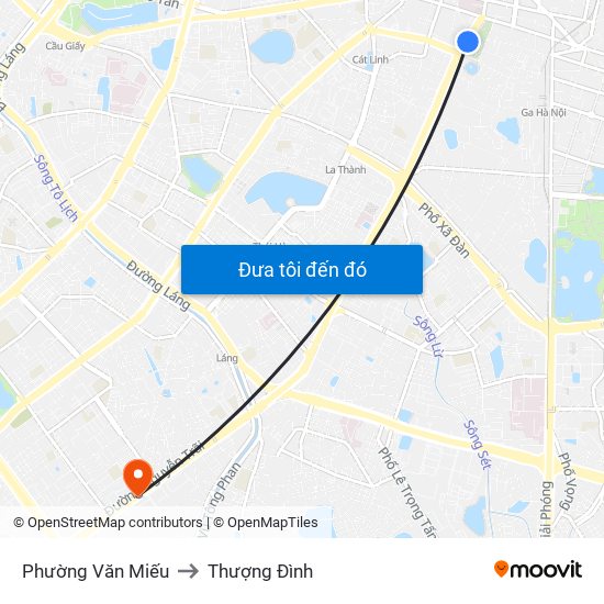 Phường Văn Miếu to Thượng Đình map