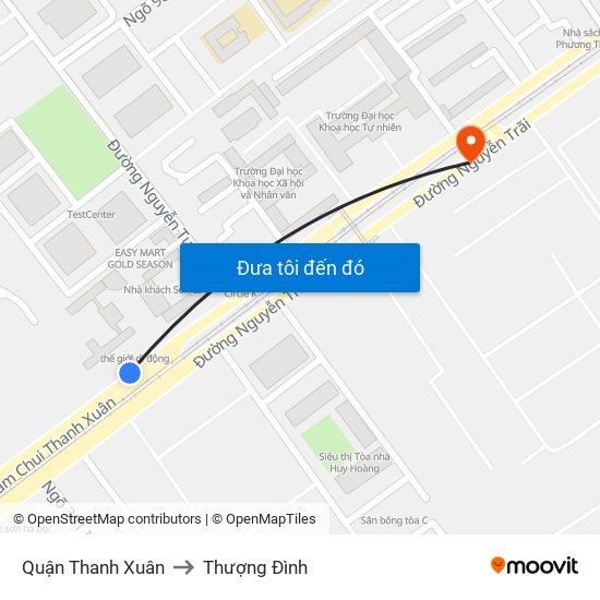 Quận Thanh Xuân to Thượng Đình map