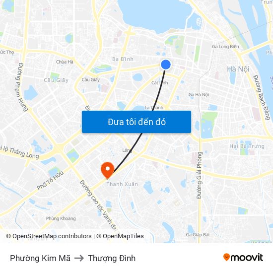 Phường Kim Mã to Thượng Đình map