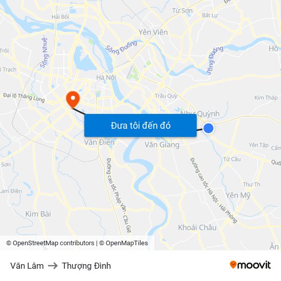 Văn Lâm to Thượng Đình map