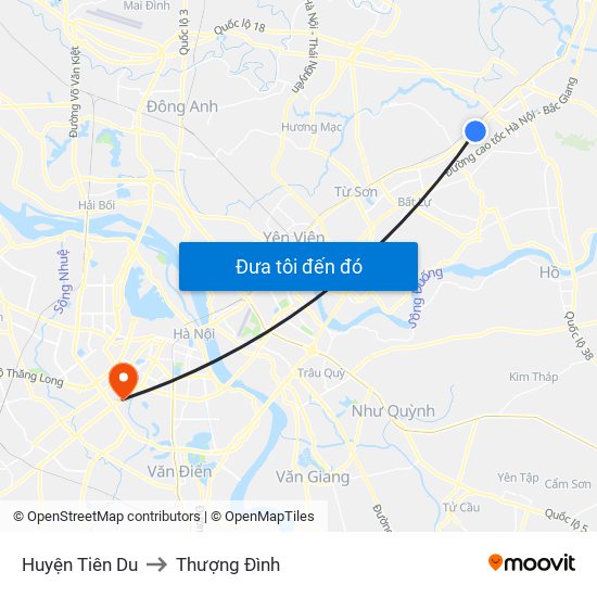 Huyện Tiên Du to Thượng Đình map