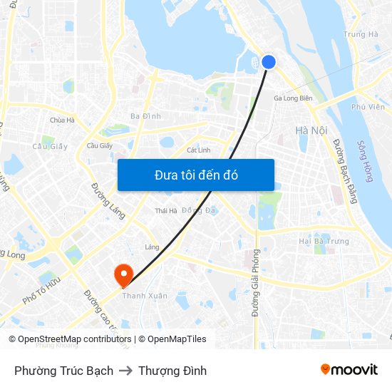 Phường Trúc Bạch to Thượng Đình map