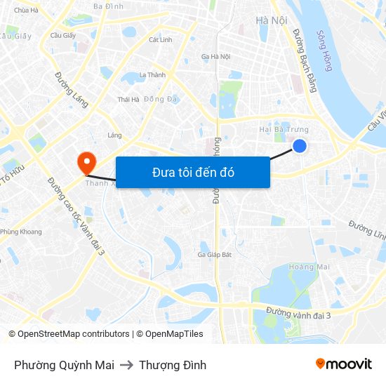 Phường Quỳnh Mai to Thượng Đình map