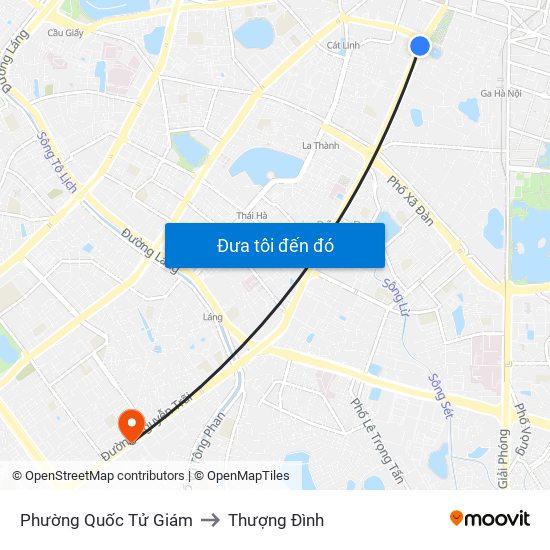 Phường Quốc Tử Giám to Thượng Đình map