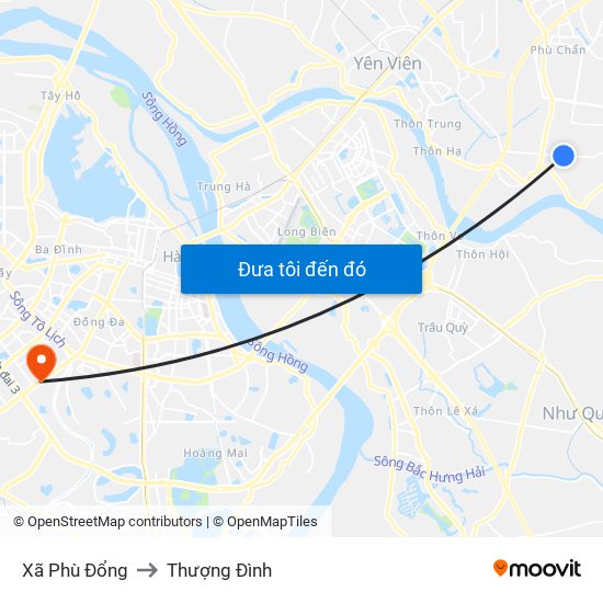 Xã Phù Đổng to Thượng Đình map