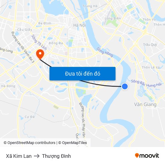 Xã Kim Lan to Thượng Đình map