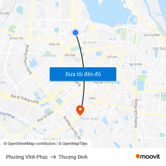 Phường Vĩnh Phúc to Thượng Đình map