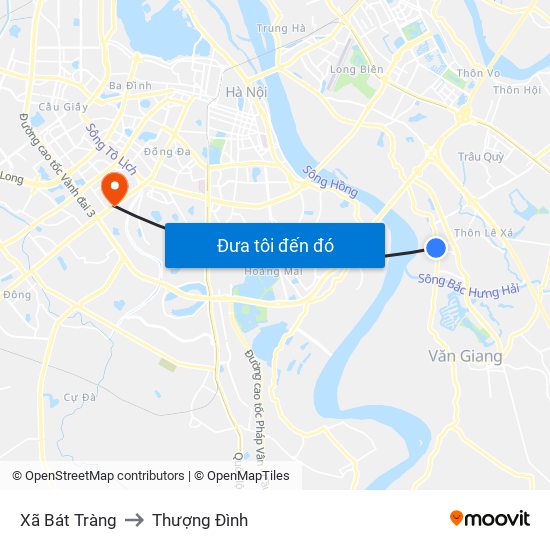 Xã Bát Tràng to Thượng Đình map