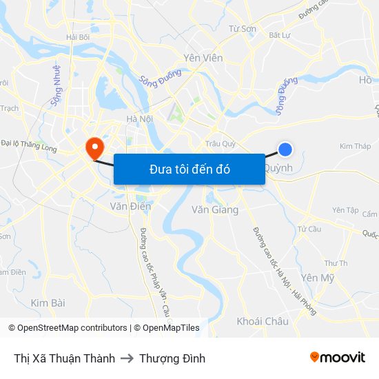 Thị Xã Thuận Thành to Thượng Đình map