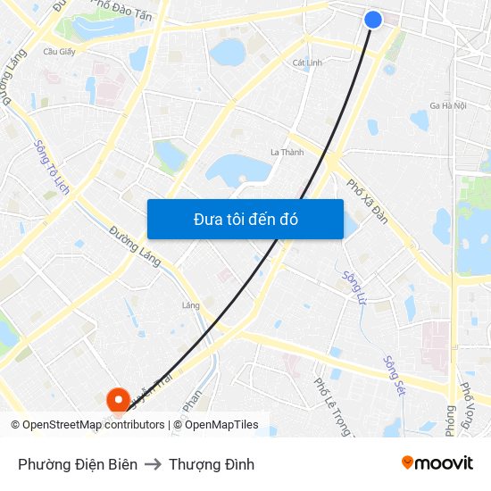 Phường Điện Biên to Thượng Đình map
