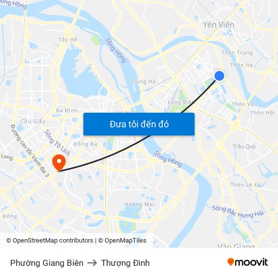 Phường Giang Biên to Thượng Đình map