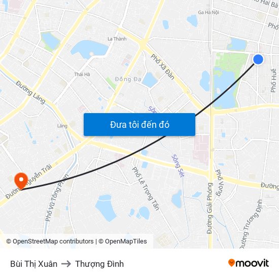 Bùi Thị Xuân to Thượng Đình map