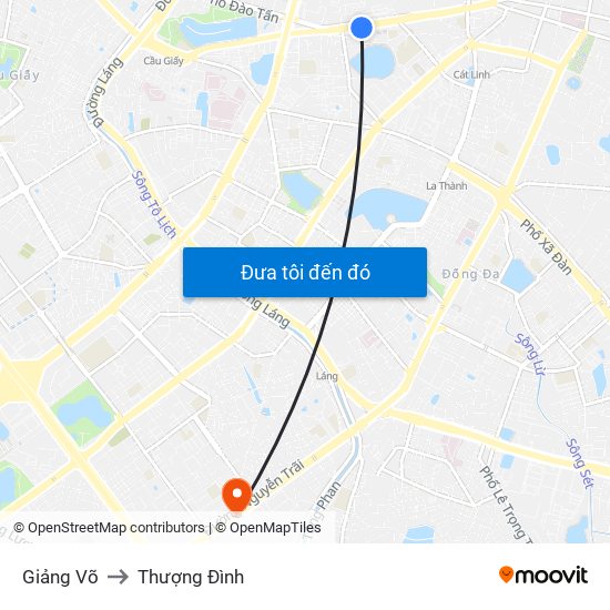 Giảng Võ to Thượng Đình map