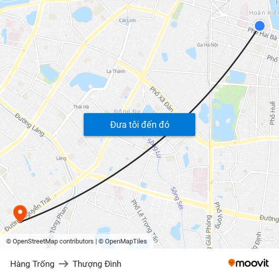 Hàng Trống to Thượng Đình map