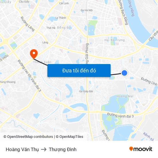 Hoàng Văn Thụ to Thượng Đình map