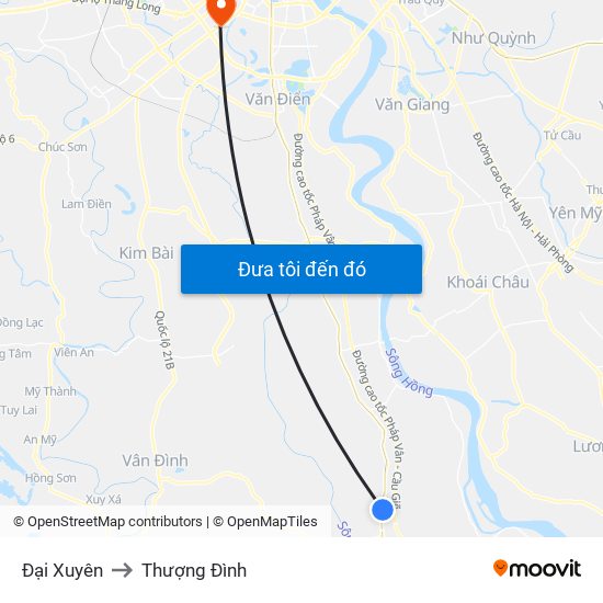 Đại Xuyên to Thượng Đình map