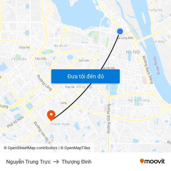 Nguyễn Trung Trực to Thượng Đình map
