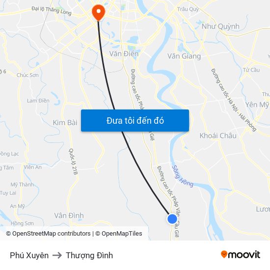 Phú Xuyên to Thượng Đình map