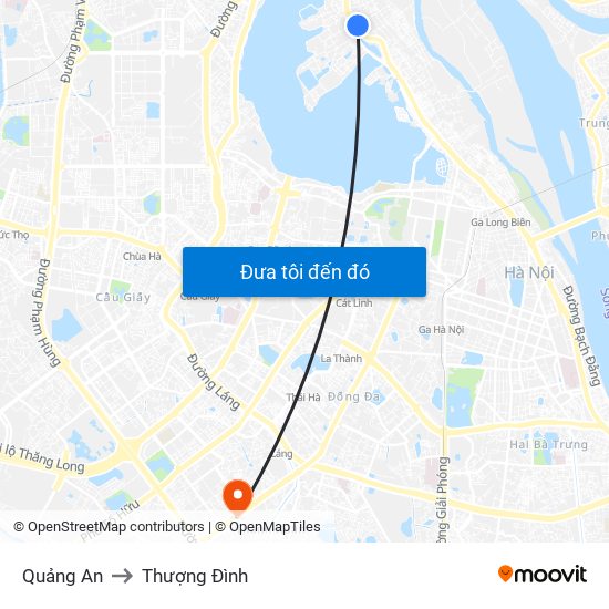 Quảng An to Thượng Đình map