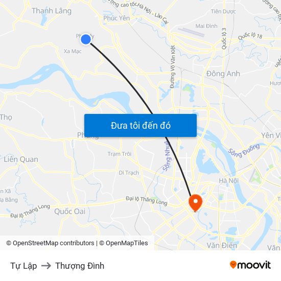 Tự Lập to Thượng Đình map