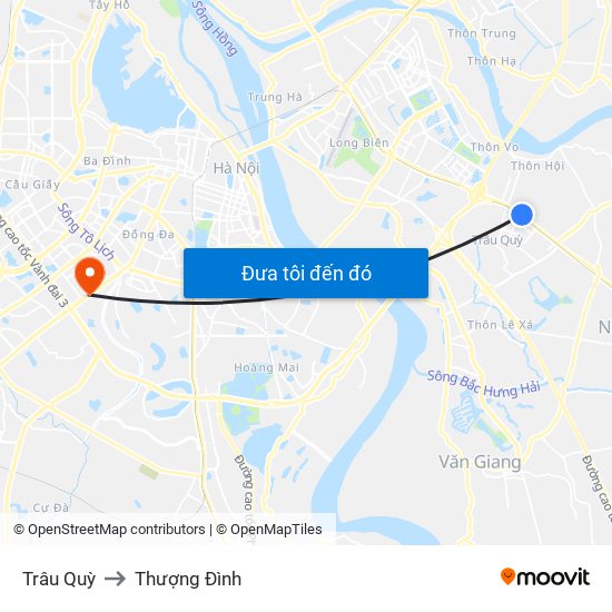 Trâu Quỳ to Thượng Đình map