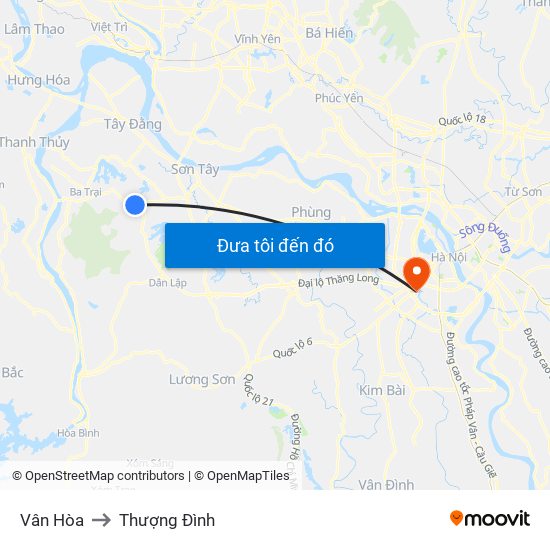 Vân Hòa to Thượng Đình map