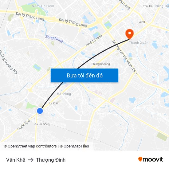 Văn Khê to Thượng Đình map