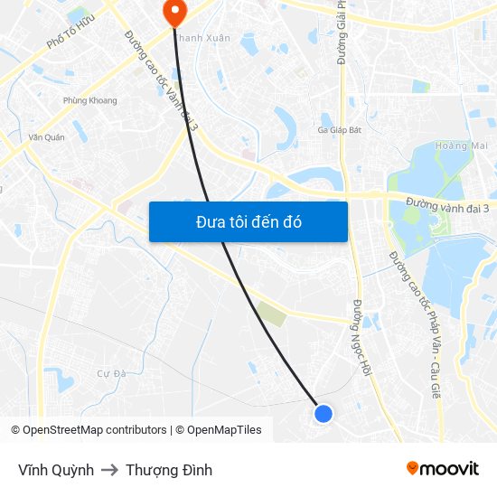 Vĩnh Quỳnh to Thượng Đình map