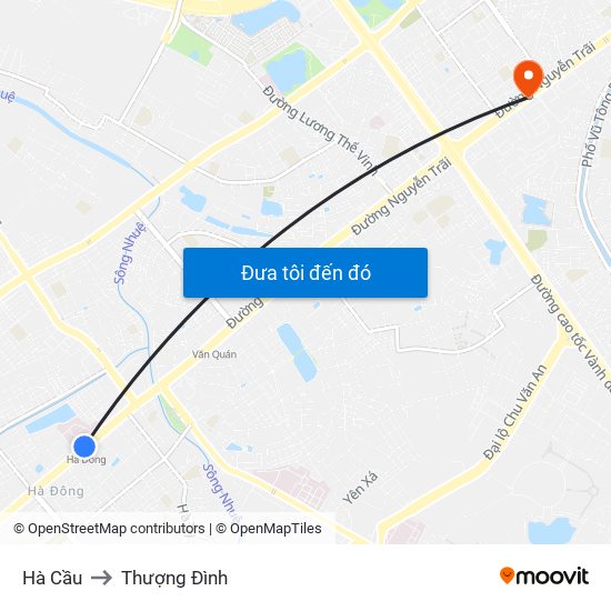 Hà Cầu to Thượng Đình map