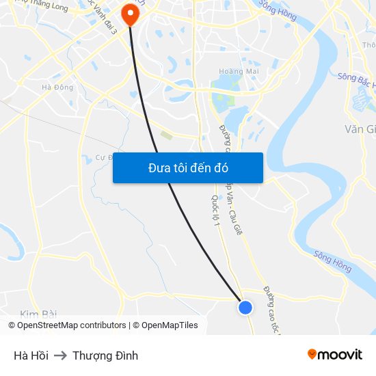 Hà Hồi to Thượng Đình map