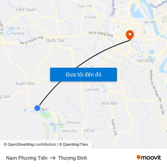 Nam Phương Tiến to Thượng Đình map