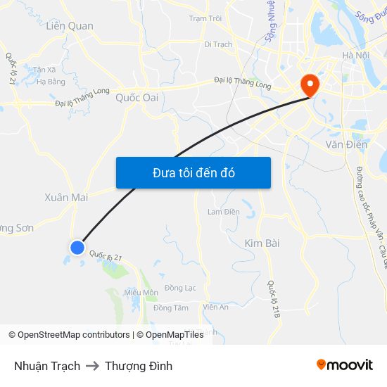 Nhuận Trạch to Thượng Đình map